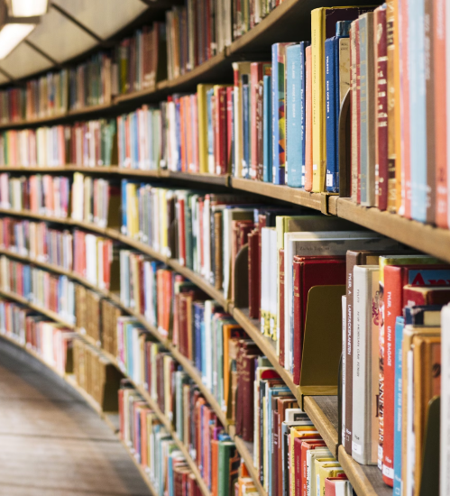 una biblioteca repleta de libros